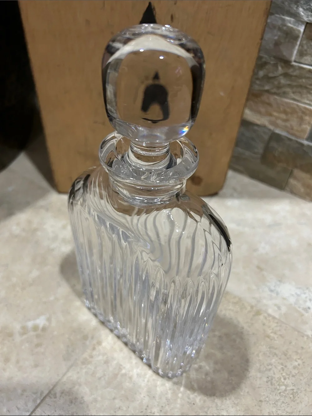 vintage Atlantis crystal ribbed decanter with Stopper